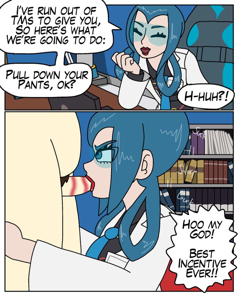 Mable from Legends ZA gives A a blowjob as an incentive for doing the Research tasks