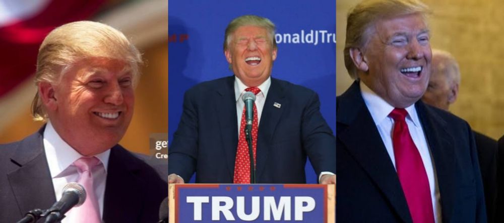 Three images of Trump laughing.