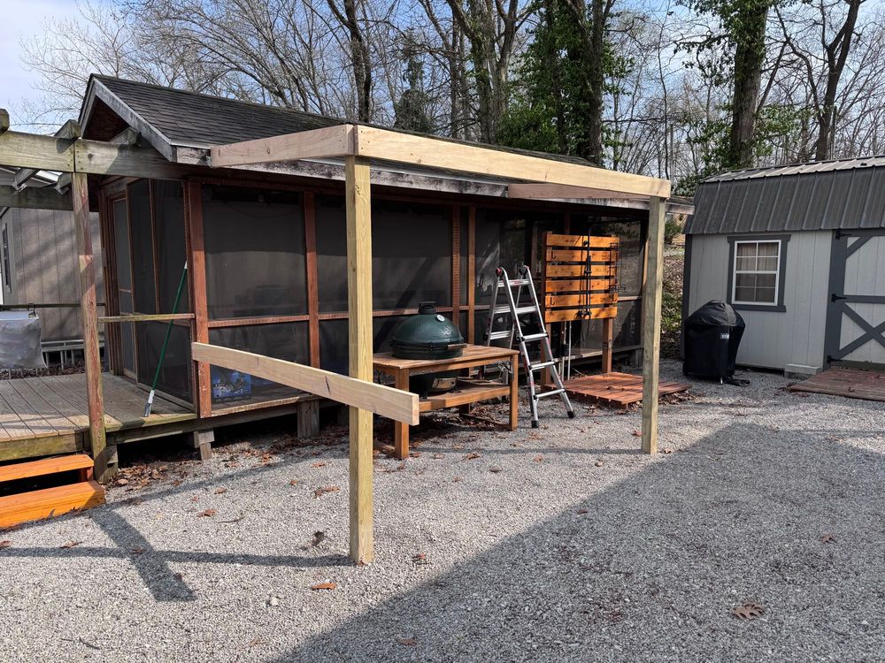 Outdoor kitchen shelter construction