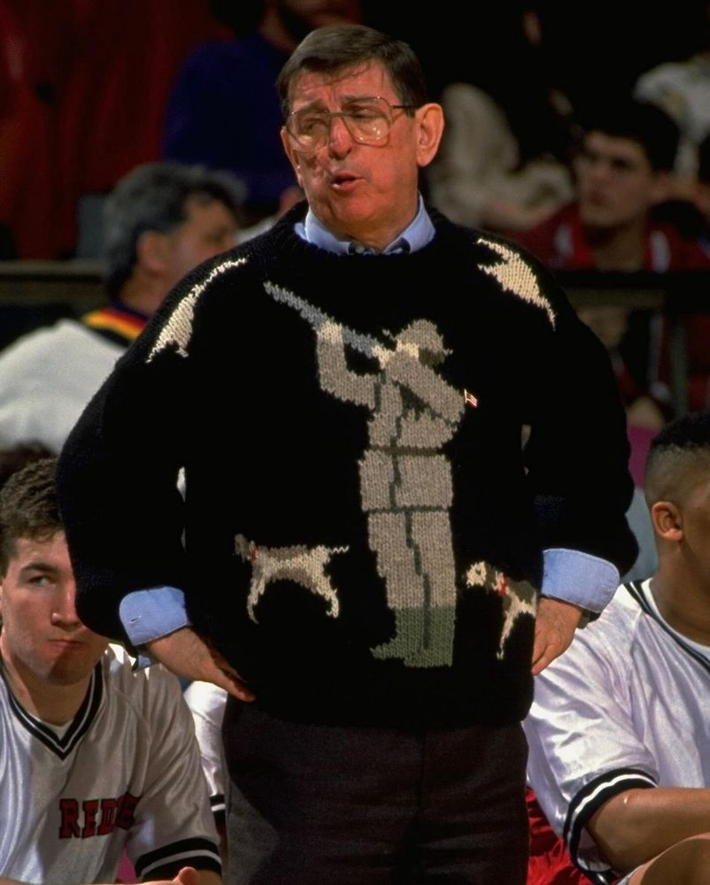 Lou Carnesecca in a glorious sweater 