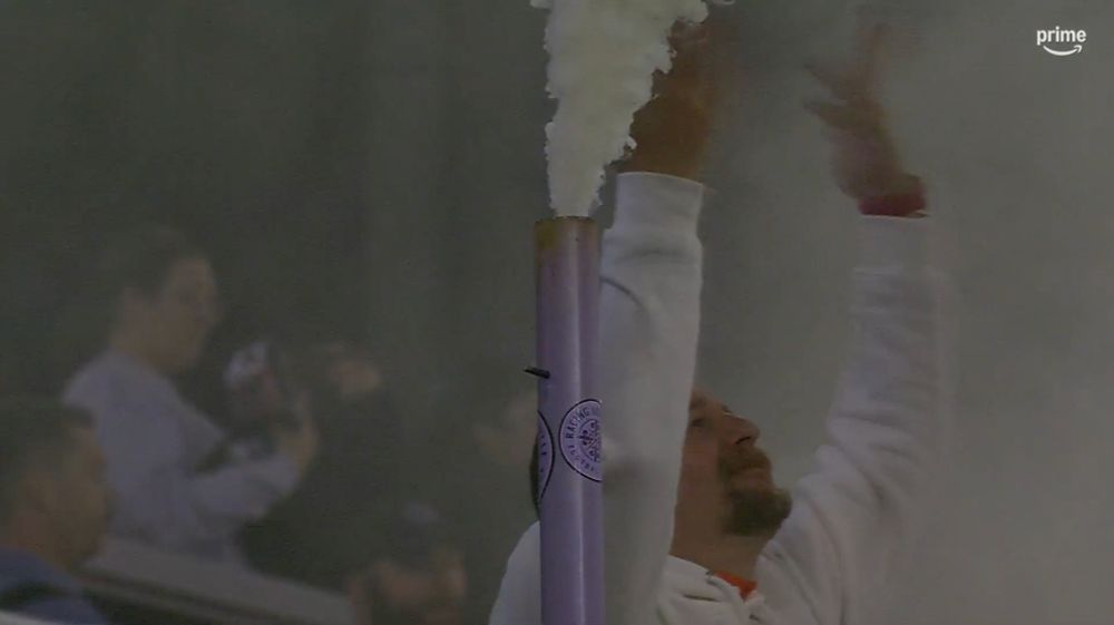 smoke from the supporter's group after Taylor Flint scored the game winner in LOU vs GFC