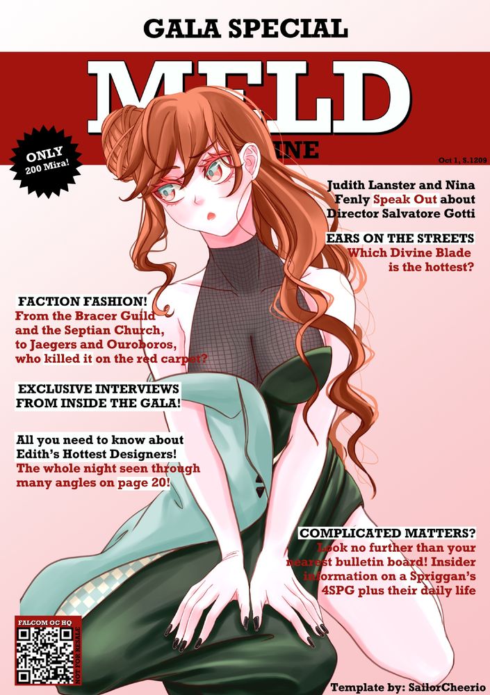 My Trails OC Cosette on the cover of a Meld Magazine copy. Template by SailorCheerio.