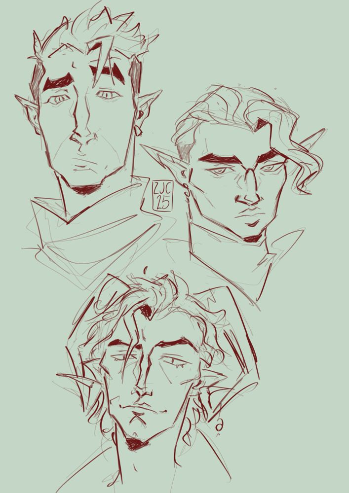 three sketches of Fjord, Essek and Molly