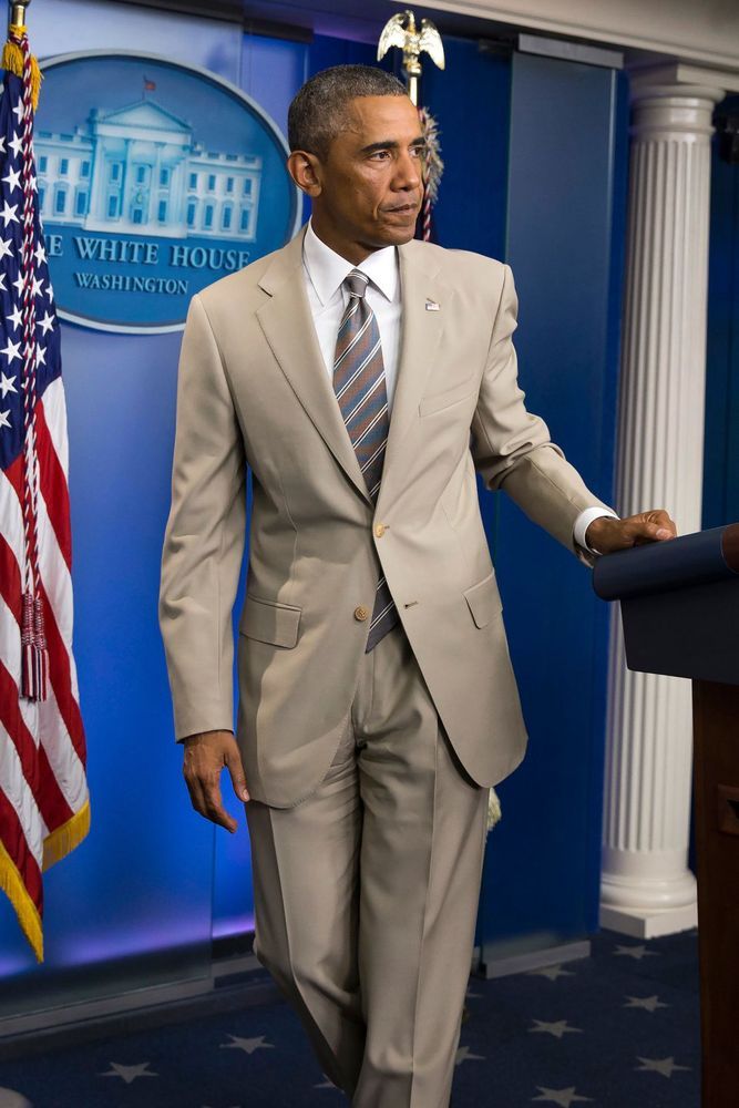 One of Barack Obamas' best looks... a fine and elegant tan suit.