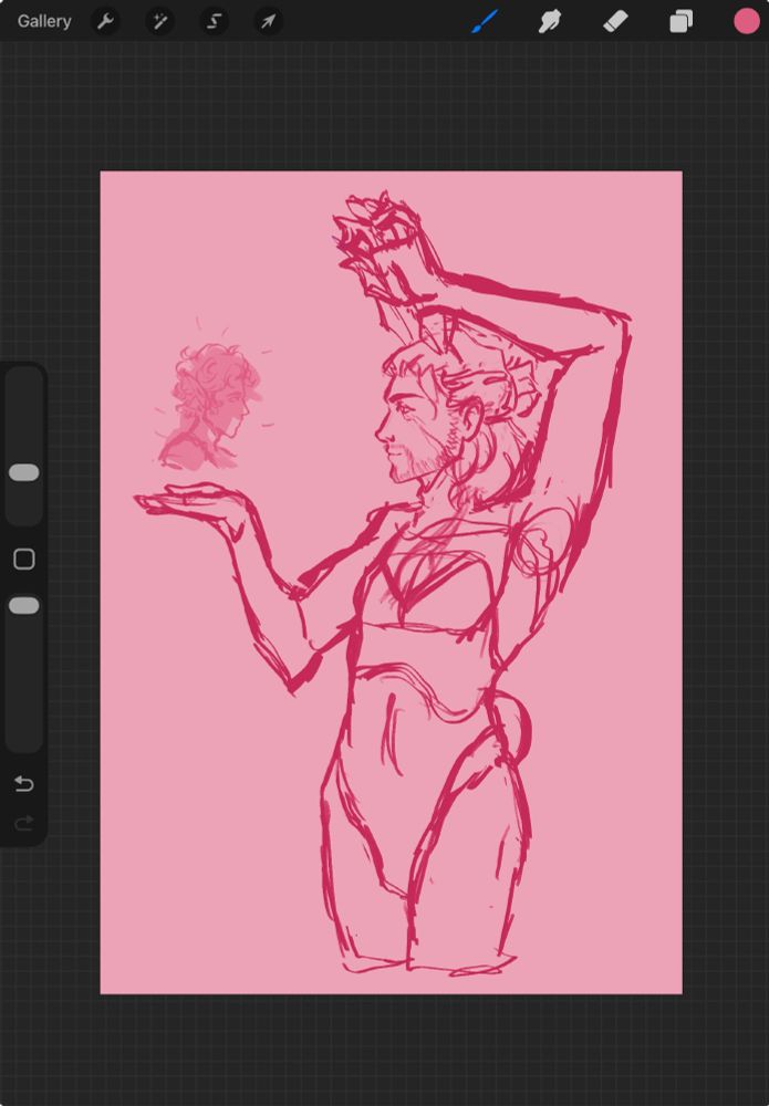 Gale, in a bunny suit, conjuring up an image of astarion in his palms. A reference to the in game scene in act 1 where he has Mystras head floating in his hands and invites the player "to touch the weave"