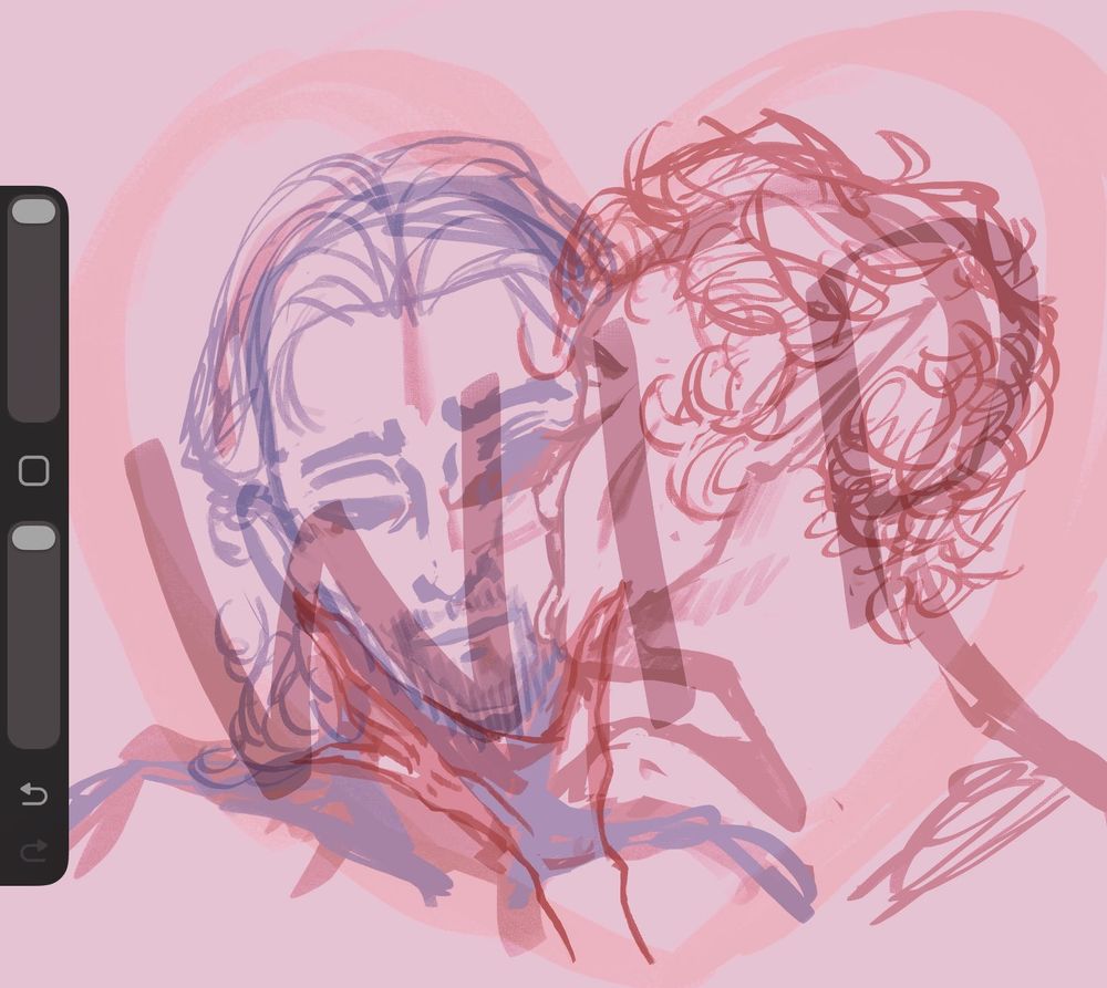 WIP for a heart badge of Astarion holding gales Face and licking the damn thing