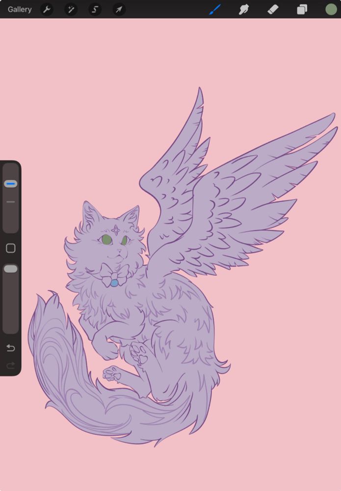 magical girl companion Tara sketch with a purple base 