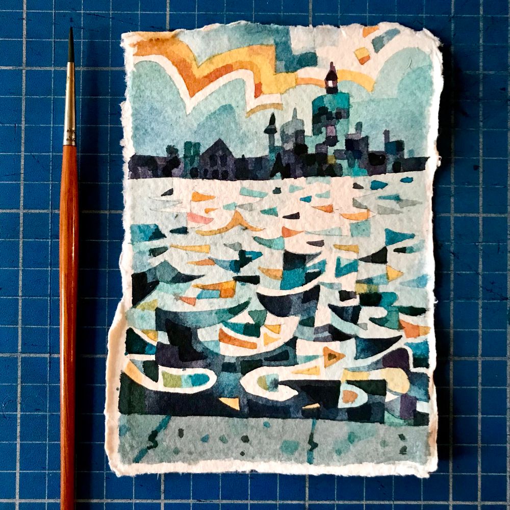 A painting of the Giudecca canal in Venice. 
