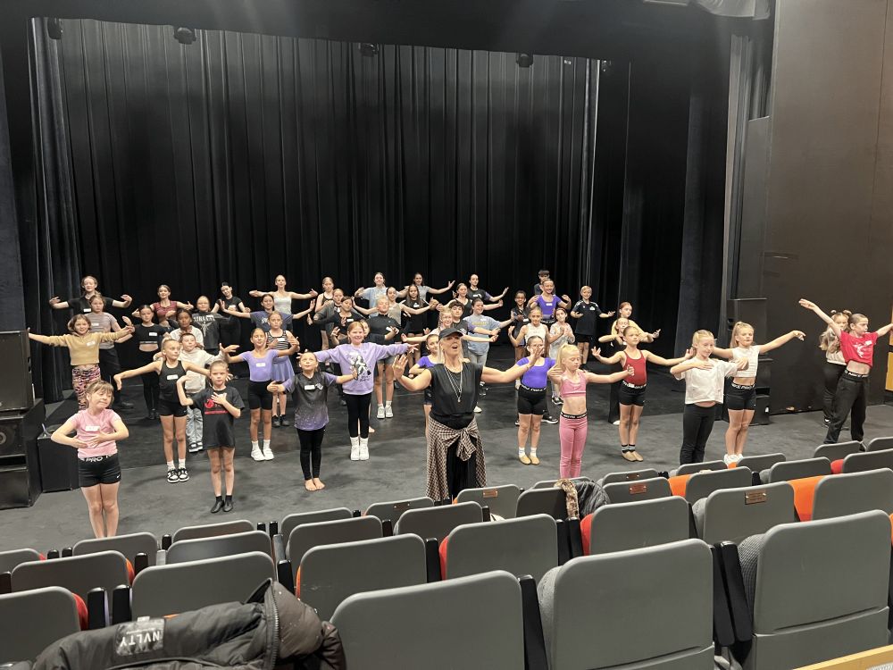 Young people auditioning on stage at Cornerstone Arts Centre