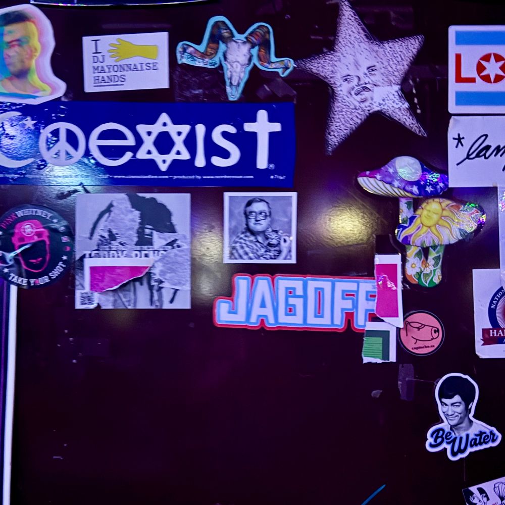 Bunch of stickers with Bubbles from the Trailer Park Boys holding a kitten. 