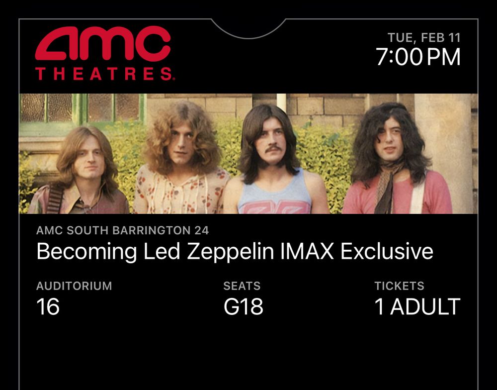 Picture of a ticket stub for Led Zeppelin