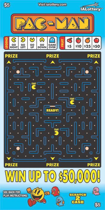 PAC-MAN lottery ticket from Iowa.