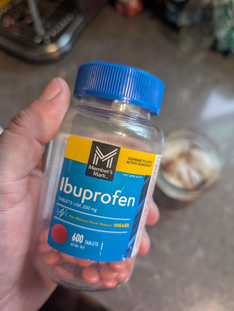 A bottle of ibuprofen