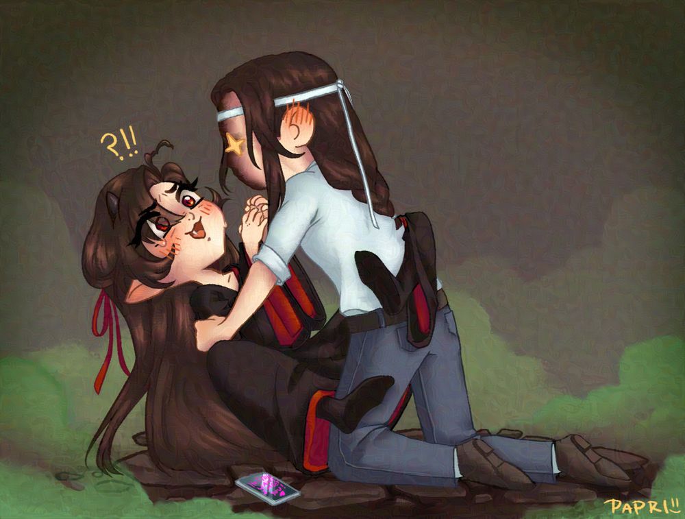 A Chibi drawing of LWJ about to dubcon poor "evil" MILFxian
