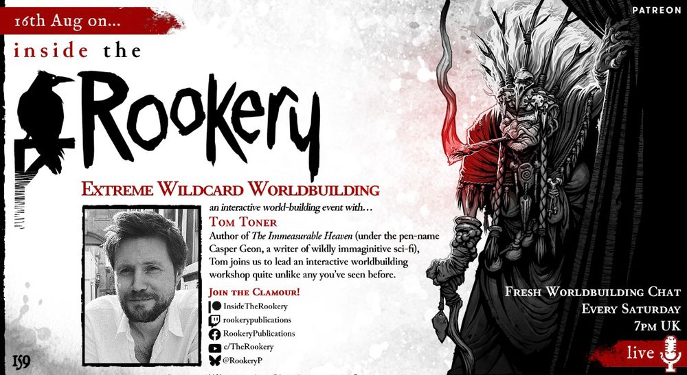 Join me at the team at the Rookery on Saturday for my extreme wildcard Worldbuilding workshop 