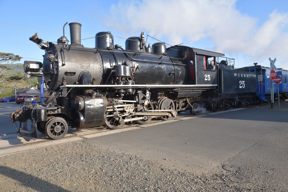 McCloud River Railroad steam locomotive 25, a 2-6-2 built by Baldwin in 1925