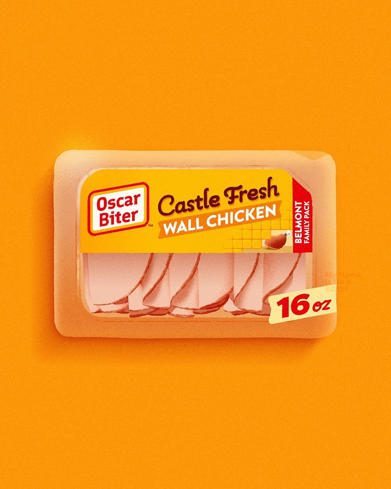 An illustration of a package of sliced wall chicken deli meat, based on the Castlevania franchise.