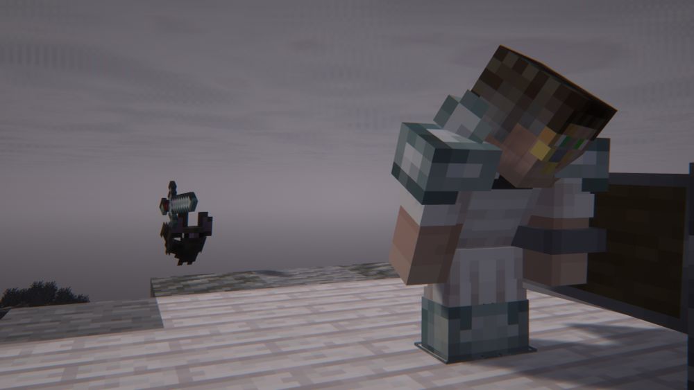 Dr Legs crouching on a tower as a bat holds him at swordpoint.