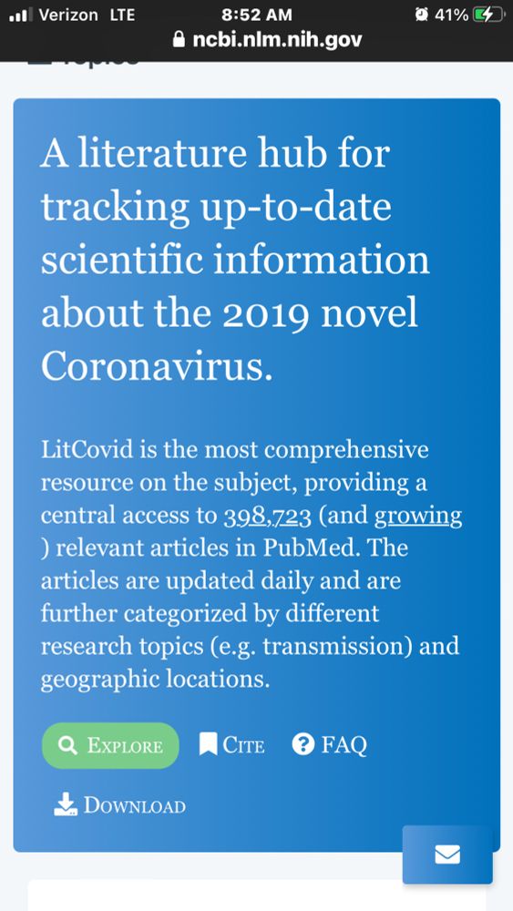 Literature hub for Covid information.