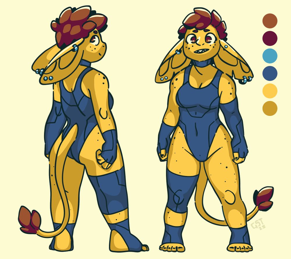 the same goblin in only a leotard and leg and arm sleeves.
