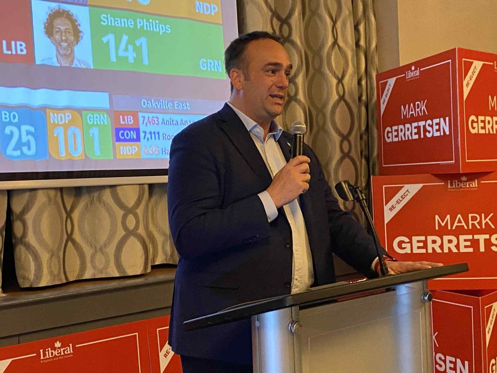 Mark Gerretsen speaks to supporters on election night.