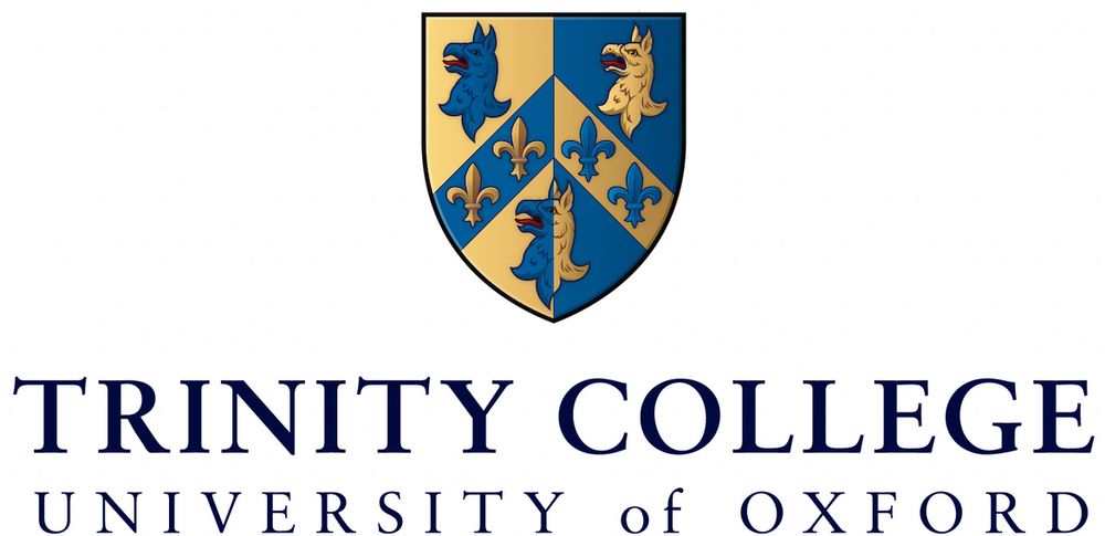 Crest of Trinity College Oxford above “Trinity College, University of Oxford”.