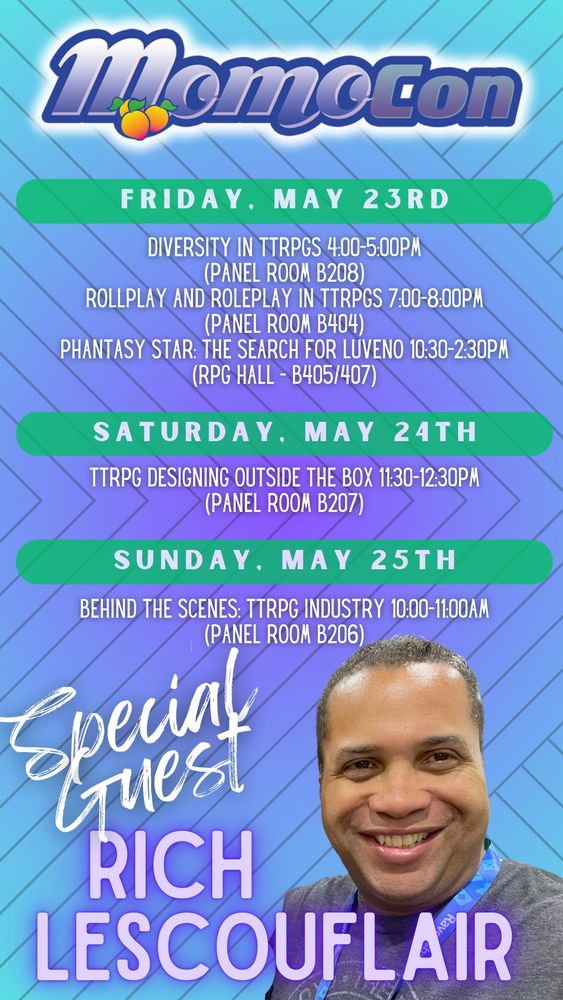 MomoCon special guest banner for Rich Lescouflair