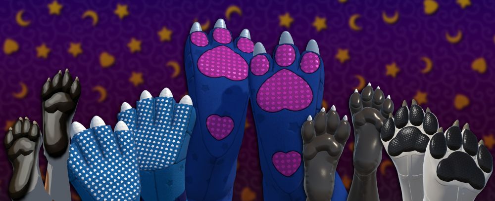 Collection/showcase of my previous artwork of plush, inflatable, and low-poly paws