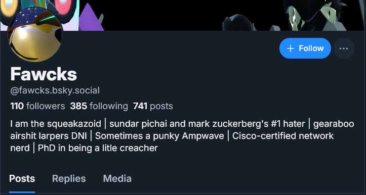 screenshot of a user's bio that uses a stolen asset of mine, did:plc:vs56poplhugdi3q6jsc6nsqn