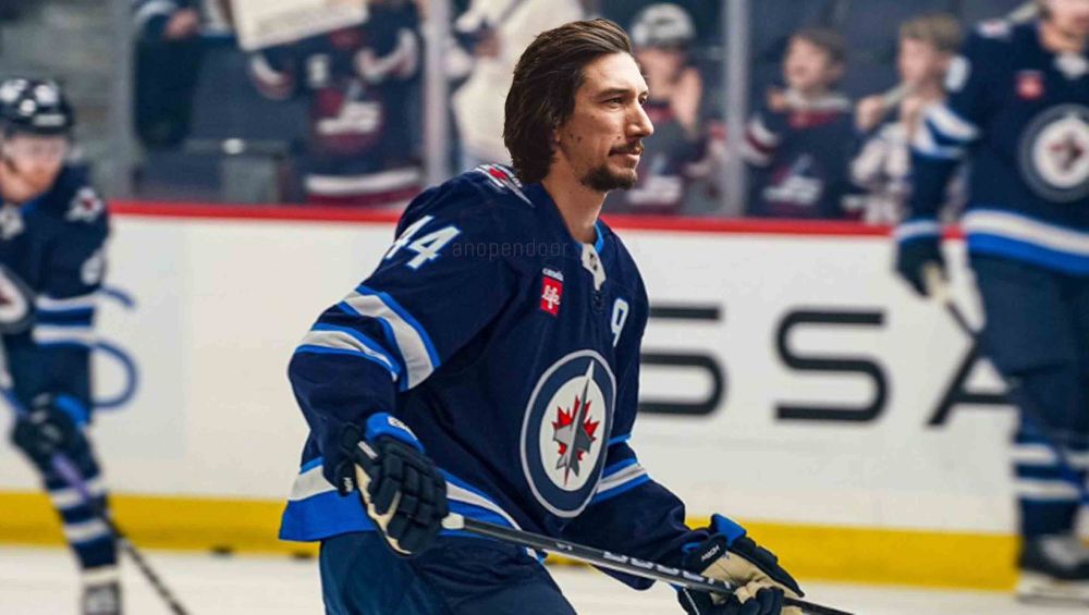 Ben Solo as a hockey player on the ice wearing hockey gear - manip by anopendoor