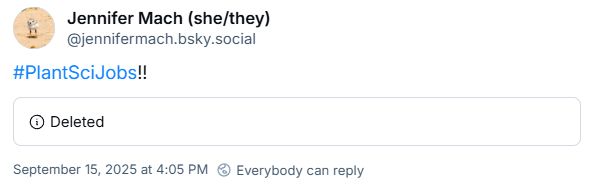 A screenshot of the quoted post, which now just says "! Deleted" where, presumably, there used to be a job ad