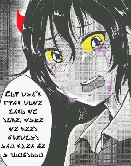 A homestuck girl troll crying, badly edited from the post quoted with a caption in alternian font saying "you can't just come into my life, make me feel special, and then be a lowblood" 