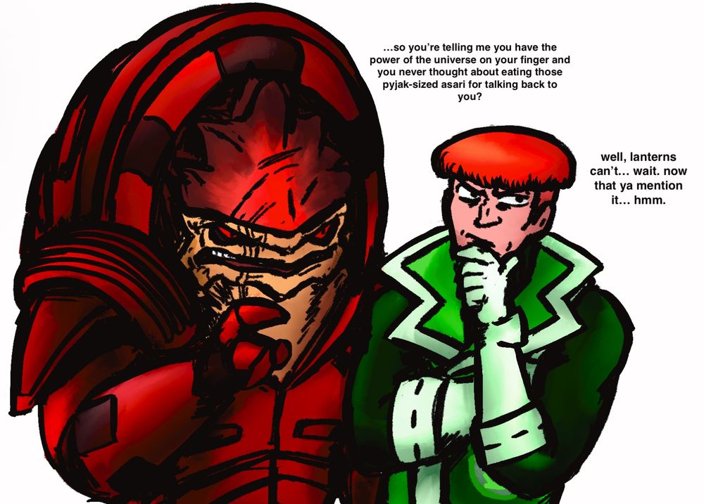urdnot wrex and guy gardner being buddies!!!