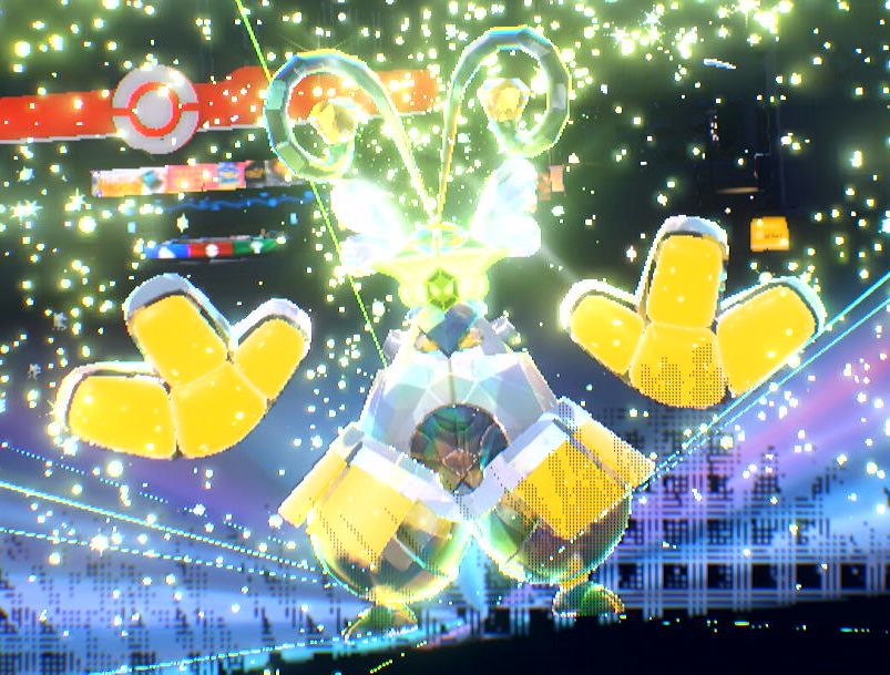 Image featuring the best Pokemon of the team, Iron Hands, going through the Tera mechanic, Bug typen who carried the last match of the day on a 1v3