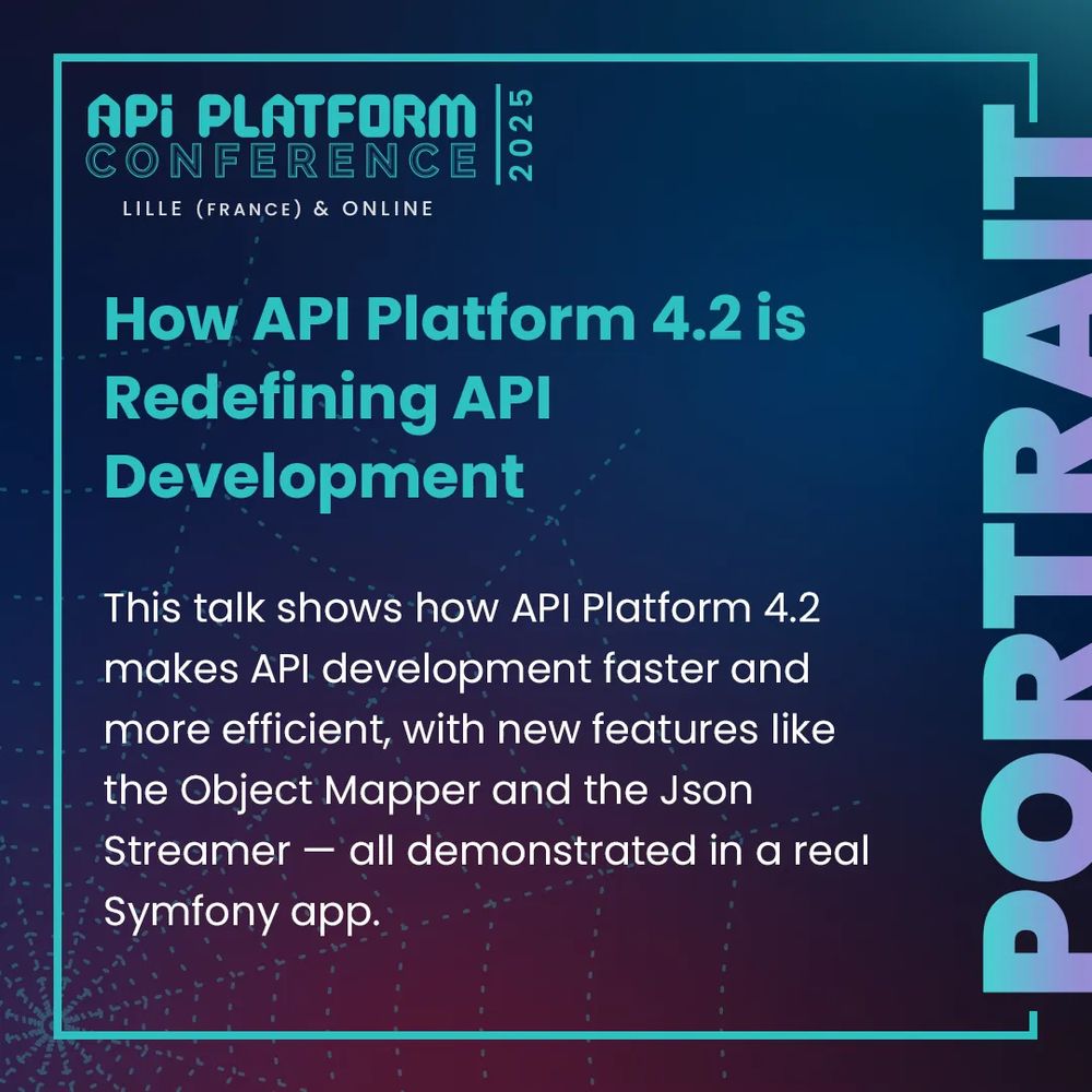 This talk shows how API Platform 4.2 makes API development faster and more efficient, with new features like the Object Mapper and the Json Streamer — all demonstrated in a real Symfony app.
