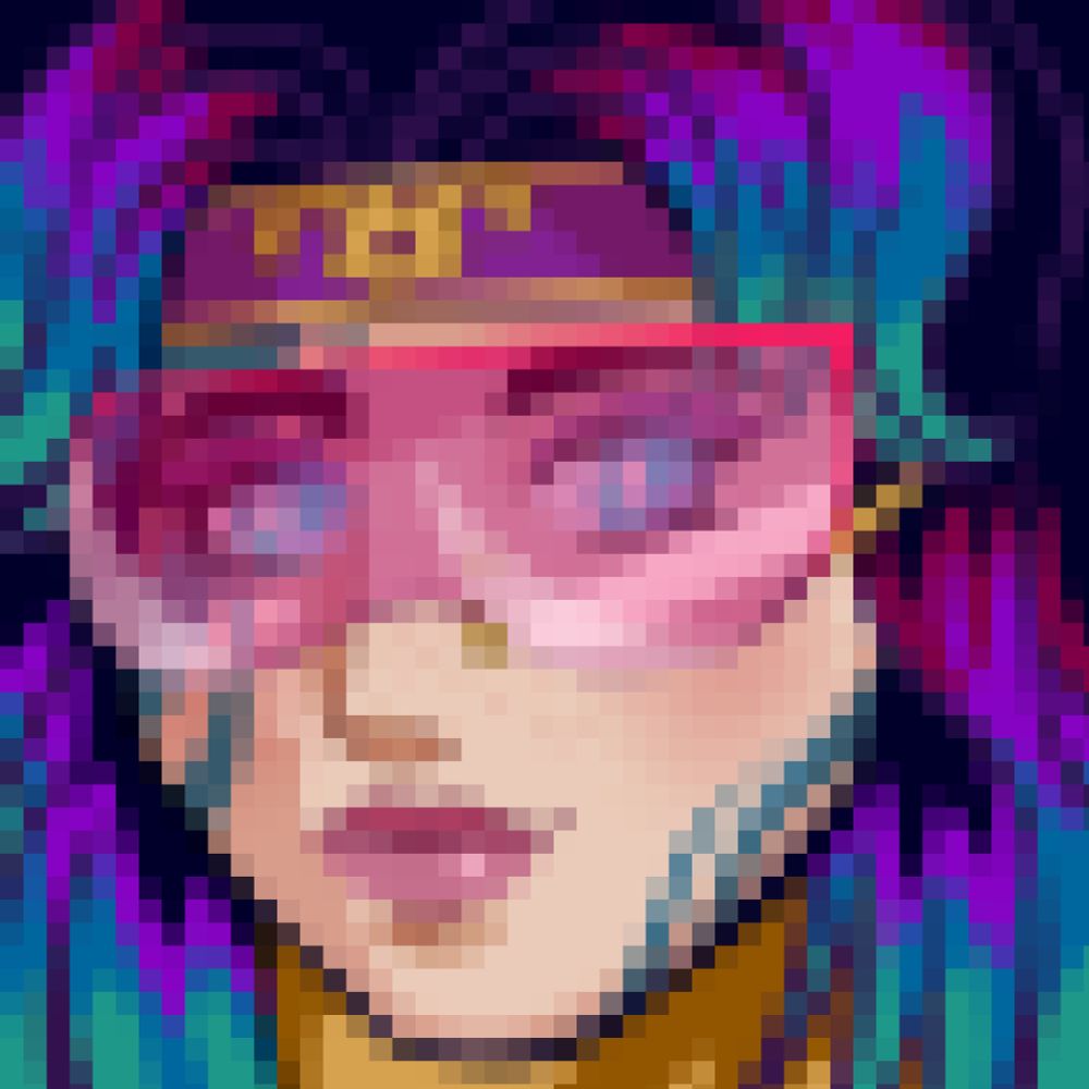 Pixel art icon of my drifter Nebula from Warframe.