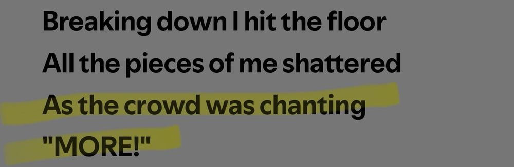 i can do it with a broken heart lyrics with “as the crowd was chanting more” highlighted