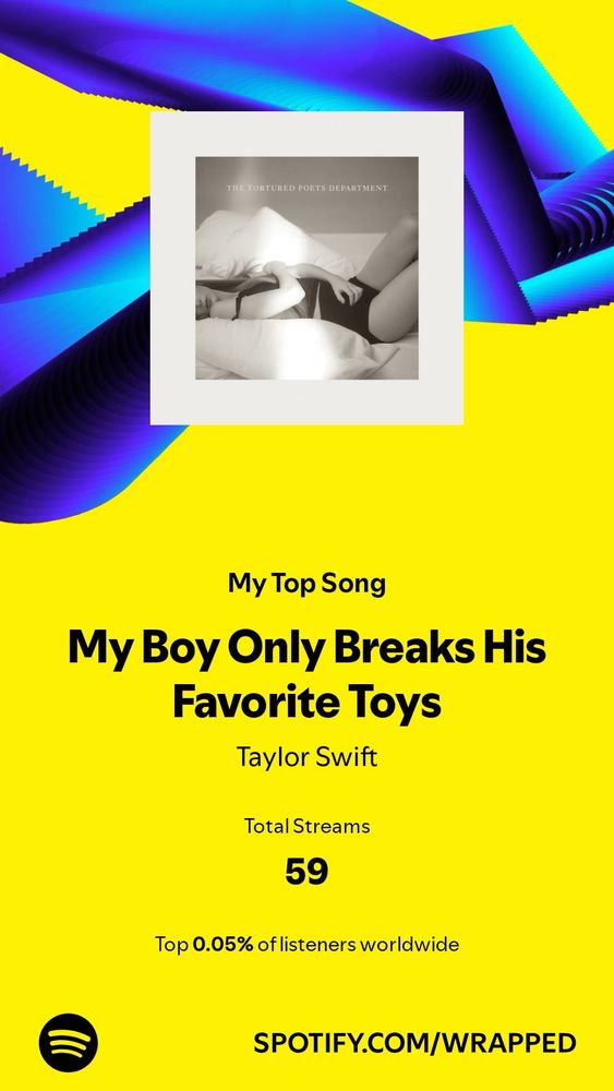 spotify wrapped- my boy only breaks his favorite toys .05% top listener