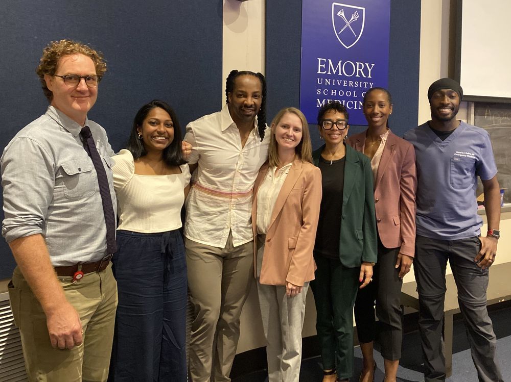 Thank you to the panelists for today's event: Dr. James O'Shea, Emory EM; Dr. Vidhya Balasubramanian, Emory EM Resident, Jericho Brown, PhD, Emory Univ Interim Director of Creative Writing and Professor of English and Creative Writing; Dr. Lucy Deveaux Hart, Emory Surgery Resident; Dr. Christine Castater, Morehouse SOM Dept of Surgery; Dr. Randi Smith, Moderator, Emory Surgery; and Dr. Maurice Selby, Emory EM.