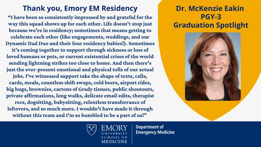 Dr. McKenzie Eakin reflects on her time with the Emory EM Residency as she prepares for graduation.