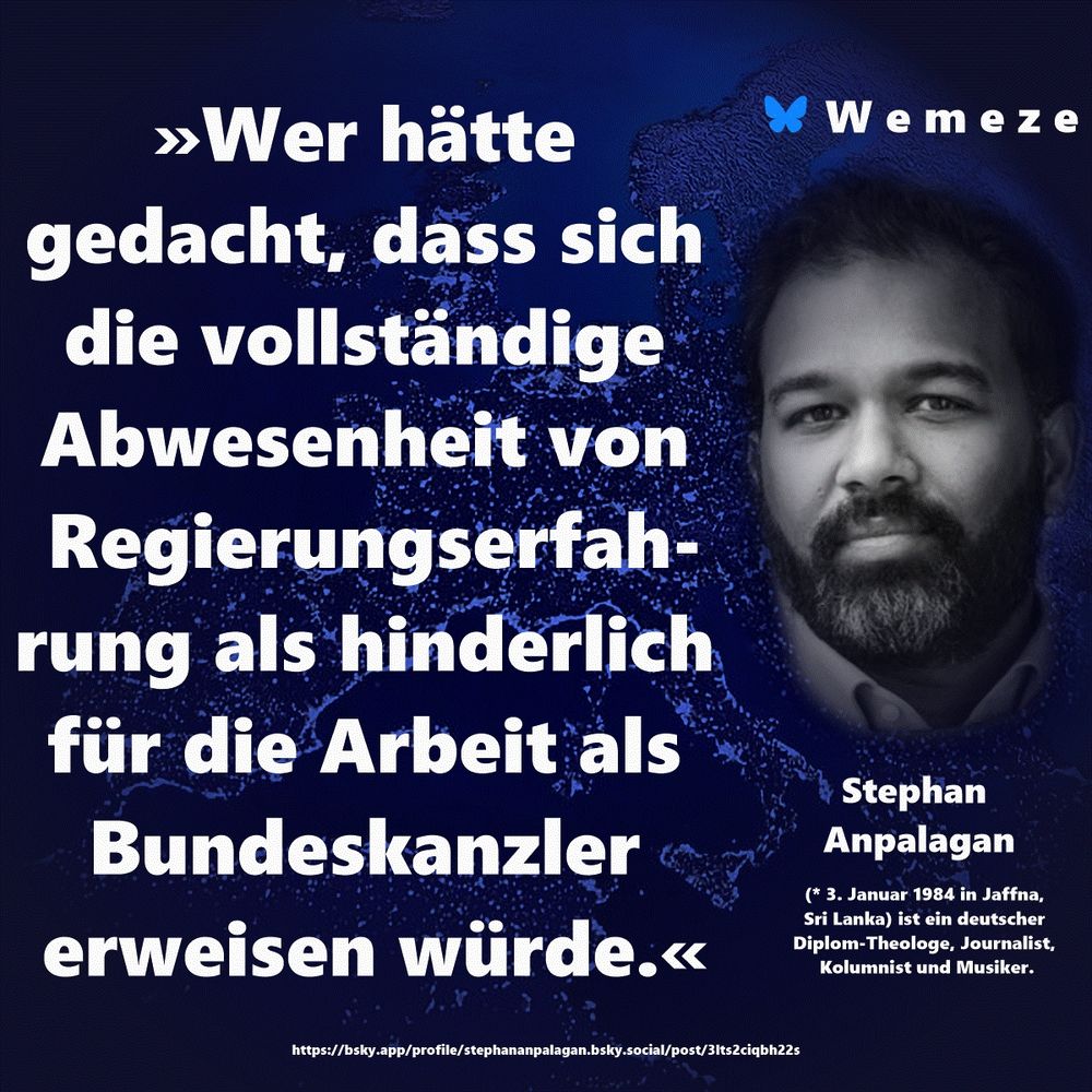 "Wer hätte gedacht, dass sich die vollständige Abwesenheit von Regierungserfahrung als hinderlich für die Arbeit als Bundeskanzler erweisen würde."


Stephan Anpalagan
https://bsky.app/profile/stephananpalagan.bsky.social/post/3lts2ciqbh22s