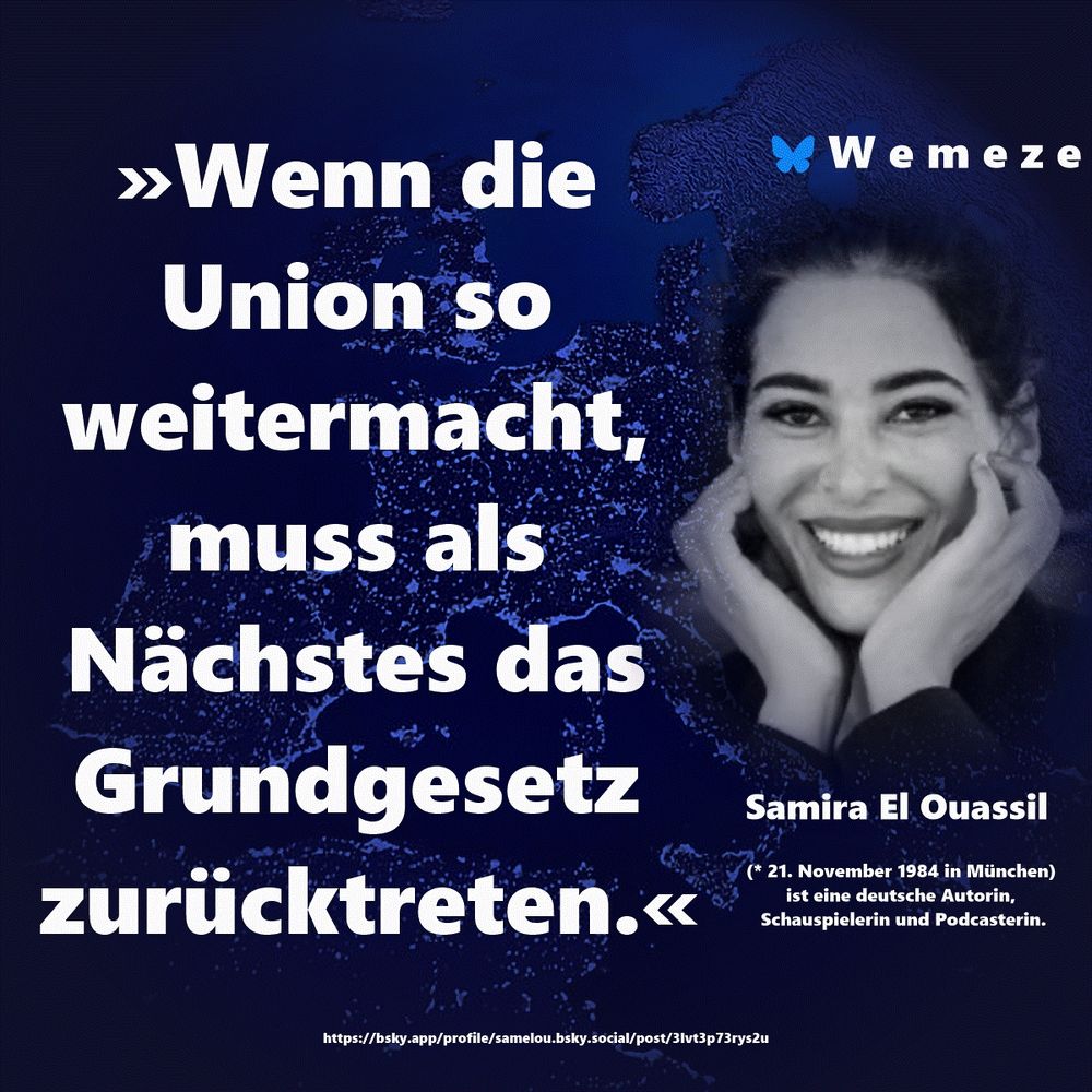 »Wenn die Union so weitermacht, muss als Nächstes das Grundgesetz zurücktreten.«

Samira El Ouassil
https://bsky.app/profile/samelou.bsky.social/post/3lvt3p73rys2u