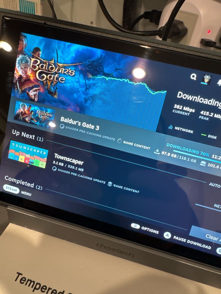 Photo of Baldiurs gate 3 installing on a steam deck