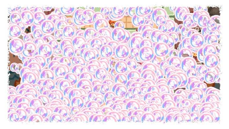 screenshot of the game’s bubble transition