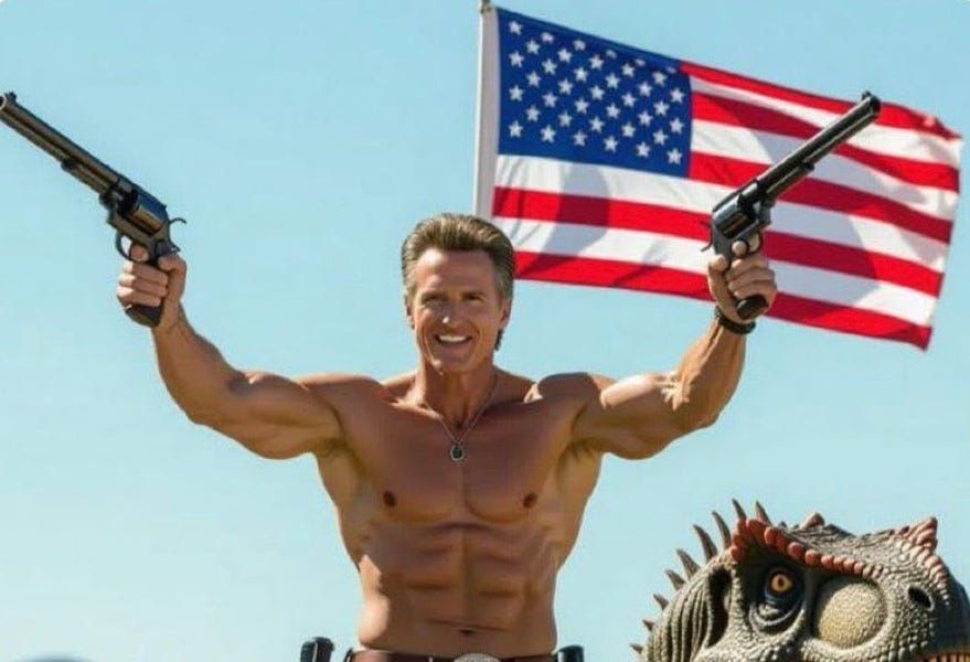 Gavin Newsom is bringing a velociraptor to a knife fight.