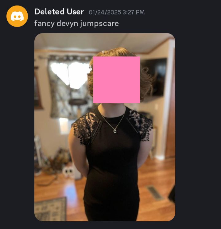 This is a picture of Devyn, with their face obscured. Hopefully, this is enough proof that this deleted user was Devyn.