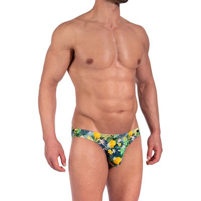 Indulge in the luxurious comfort and captivating style of the Olaf Benz RED2365 Brazil Brief, men's underwear meticulously crafted for the discerning gentleman. These micro slips redefine the boundaries of male swimwear, boasting a silky tropical print that exudes both sophistication and playful energy.  Experience the sensation of unparalleled smoothness against your skin as the sleek, lightweight fabric gently caresses your body. The vibrant multicolour design adds a touch of vibrant personality to your everyday wardrobe, making these briefs perfect for those who appreciate both comfort and style. Designed with meticulous attention to detail, the Olaf Benz RED2365 Brazil Brief offers a perfect blend of support and freedom of movement. The micro-fiber construction ensures a comfortable, breathable fit that moves with you throughout the day.  The minimalist design emphasizes a clean, modern aesthetic, while the vibrant tropical print adds a touch of unexpected flair. These are not just underwear; they are a statement piece, a testament to your appreciation for quality and refined style. Key Features: Silky Tropical Print:  A vibrant, eye-catching design that adds a touch of personality to your underwear drawer.Microfiber Fabric:  Incredibly soft, smooth, and lightweight for ultimate comfort.Sleek and Modern Design:  A minimalist aesthetic that emphasizes clean lines and a flattering fit.Superior Comfort:  Breathable and flexible, these briefs move with you for all-day comfort.Perfect Fit:  Designed to provide a supportive and comfortable fit without feeling restrictive.Olaf Benz Quality:  Crafted from high-quality materials and designed for lasting durability. Elevate your underwear game with the Olaf Benz RED2365 Brazil Brief. These aren't just briefs; they're an experience.  Experience the difference of premium quality, impeccable design, and unparalleled comfort.  Embrace the vibrant energy of the tropical print and make a statement with every step.  These tiny,