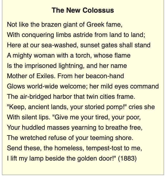 The New Colossus by Emma Lazarus