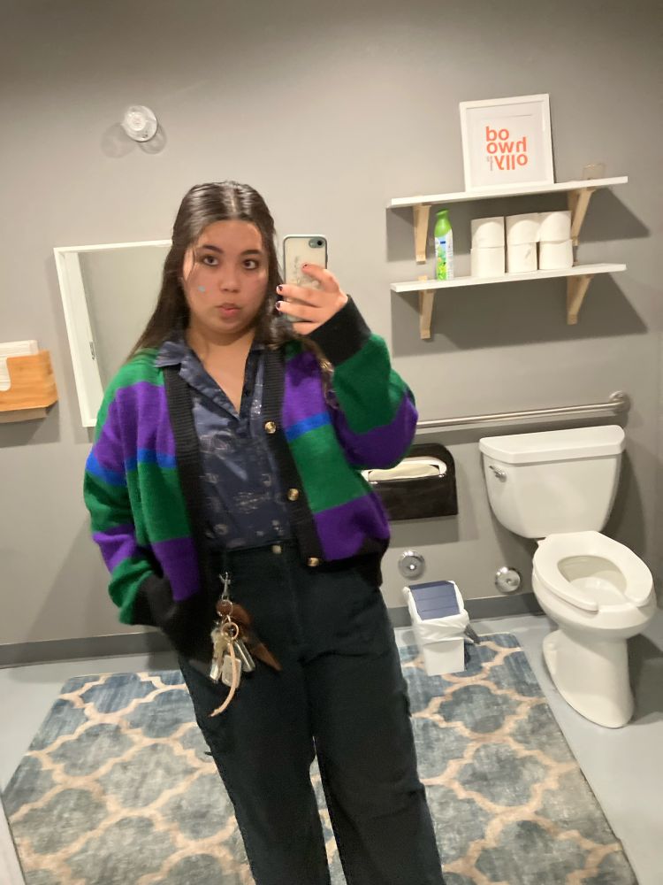 skye mirror selfie as always but this time in the work bathroom