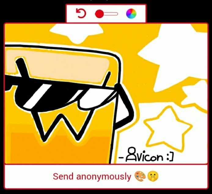 A drawing of Words With Friends Tile from ITFT. He is tilting his sunglasses down, while a starry, geometric background can be seen towards his right.